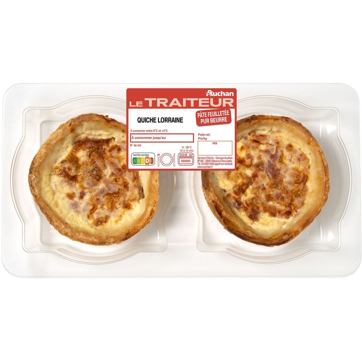 2 QUICHES LORRAINES INDIVIDUELLES AUCHAN LE TRAITEUR