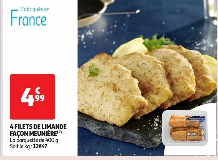 4 filets de limande  façon meunière