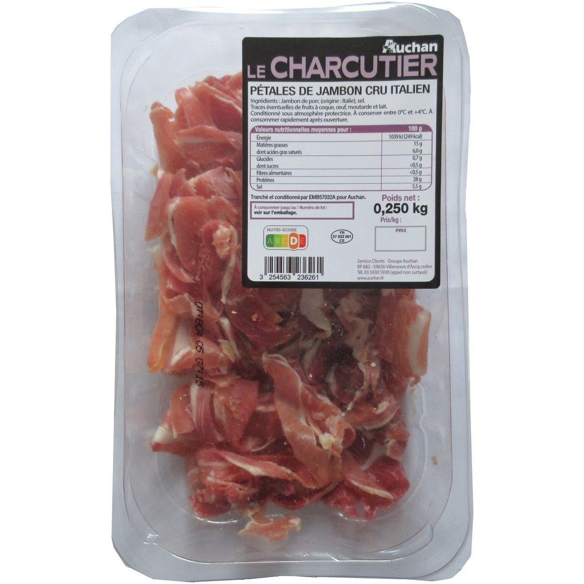 PÉTALES DE JAMBON CRU  AUCHAN  LE CHARCUTIER