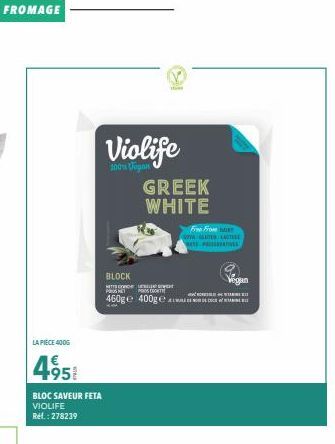 Feta Violife : 400g de saveur vegan grecque sans lactose pour 460g - Offre promo !