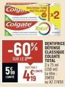 5%  UNITE  Colga NOUVEAUTUBE  Colgate  -60%  SUR LE 2  Total  SOIT PAR 