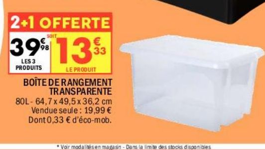 Boîte de rangement trasnparente