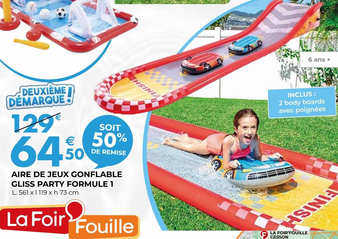 Aire de jeux gonflable gliss party formule 1