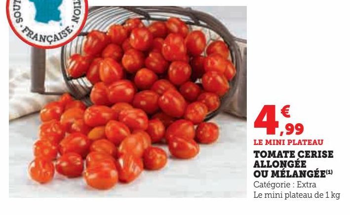 tomate cerise allongée ou mélangée