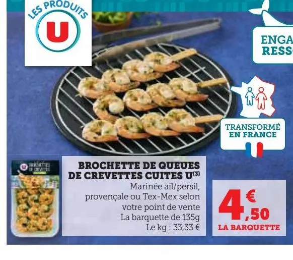 brochette de queues de crevettes cuites u