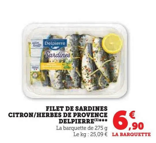 filet de sardines citron/hebres de provence delpierre
