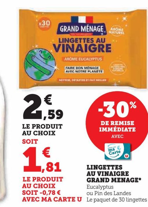 LINGETTES AU VINAIGRE GRAND MENAGE