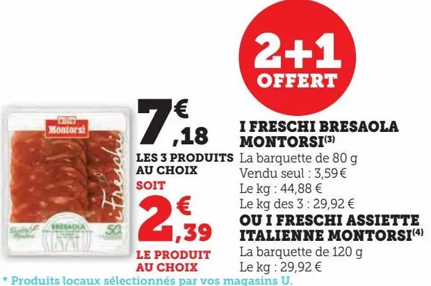 i freschi bresaola montorsi ou i freschi assiette italienne montorsi