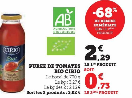 PUREE DE TOMATES BIO CIRIO