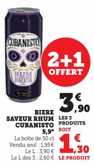 BIERE SAVEUR RHUM CUBANISTO  5,9°