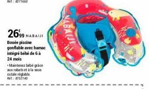 2699 NABALI  Bouée piscine gonflable avec hamac intégré bébé de 6 à 24 mois  Maintenez bébé grâce aux rabats et à la sous cutale réglable. Ref.: 8752140  NABAIJ 