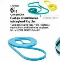 apartho  649  corength élastique de musculation - diverses forces  training band 5 kg bleu  -développez votre force, votre résistance musculaire et améliorer votre souplesse. ref: 8552664, 8484819,848