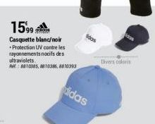 1599  Casquette blanc/noir  Protection UV contre les rayonnements nocifs des ultraviolets.  A: 8810085, 8810366, 6810393  didas  Divers coloris 