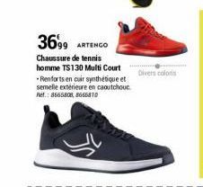 ARTENGO ENGO  3699  Chaussure de tennis homme TS130 Multi Court -Renforts en cuir synthétique et semelle extérieure en caoutchouc Ref.: 8665808, 8666810  Divers coloris 