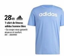 2849  T-shirt de fitness adidas homme bleu  Sa coupe vous garantit aisance et confort Ref.: 8808990  adidas 