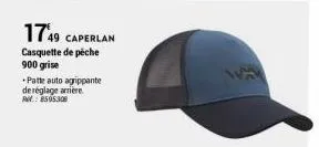 1749 caperlan  casquette de pêche 900 grise  patte auto agrippante  de réglage arrière  rm.: 8505308 