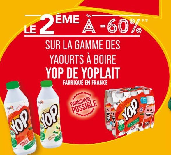 La gamme des yaourts à boire YOP DE YOPLAIT