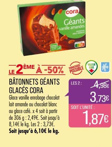 Batonnets geants glacés Cora