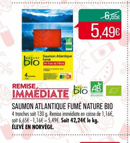 saumon atlantique fumé nature Bio