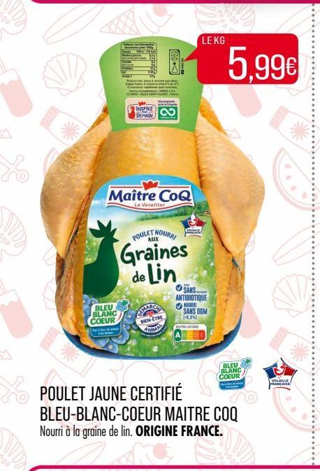 poulet jaune certifié bleu-blanc coeur maitre coq