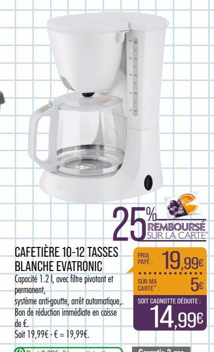 cafetière 10-12 Tasses blanche evatronic