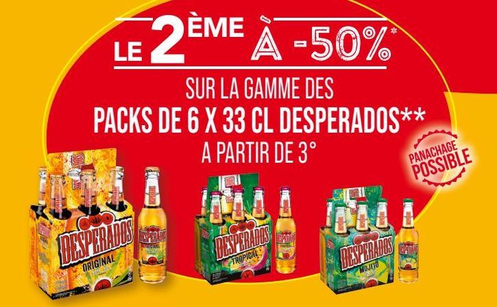 La gamme des packs de 6 x 33 cl desperados