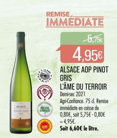 Alsace AOP Pinot gris L`ame du terroir