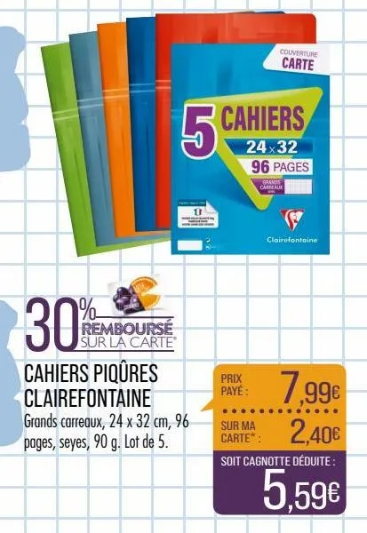 cahiers piqure clairefontaine