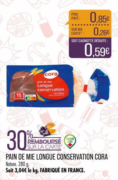 pain de mie longue conservation Cora