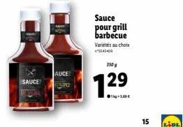 same  sauce  auce  apoy  sauce pour grill barbecue variétés au choix 543400  350 g  129  15  lidl 