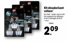 kit désodorisant voiture  au choix: océan, rose ou été kit composé d'un diffuseur et de 3 recharges de 8 mil  w  1 place  20⁹ 