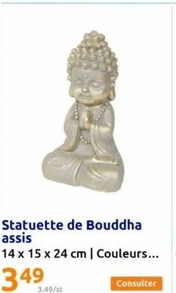 statuette de bouddha assis  14 x 15 x 24 cm | couleurs...  34⁹  3.49/st  consulter 