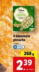 gebida pistachio white choc  4 bâtonnets pistache  44  268 g  2.39  lg-233e 