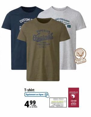 SUPERIOR  Original  TAMIL  4.99  auchels  STILLY FASH  T-shirt  Egalement en ligne  OEKO-TEX  COTTON AFRICA  S  100% COTON 