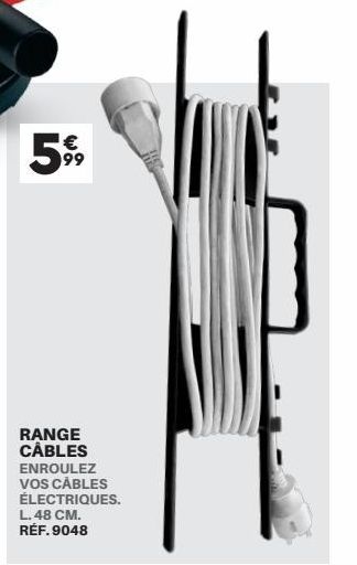 59⁹9  RANGE CÂBLES ENROULEZ VOS CABLES ÉLECTRIQUES. L. 48 CM. RÉF.9048 