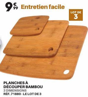 PLANCHES À DÉCOUPER BAMBOU  3 DIMENSIONS RÉF.71880-LE LOT DE 3  LOT DE  3 