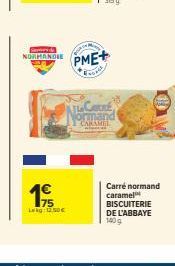 Sed  NORMANDIE  19  Lekg: 12.50€  PME+  Ex  ormand  Carré normand caramel BISCUITERIE DE L'ABBAYE  140 g 