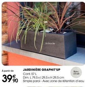 Anthracite  À partir de  JARDINIÈRE GRAPHIT'UP Cont. 57 L  39% Dim. 179.5x129,5xH 29,5 cm  Blanc  ceruse 