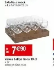 €7€90  verres ballon fiona 19 cl x 12  existentes 15 d 