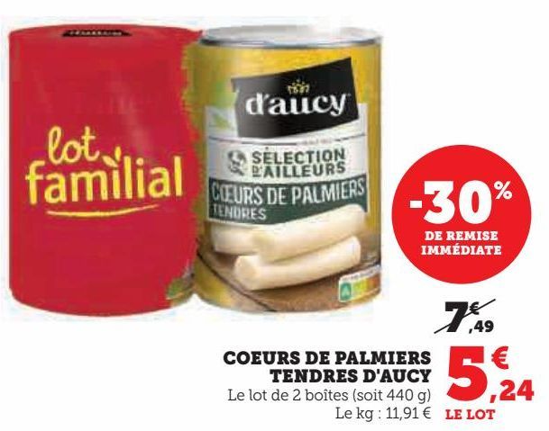 COEURS DE PALMIERS TENDRES D'AUCY