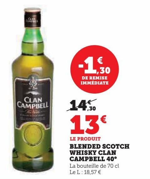 BLENDED SCOTCH WHISKY CLAN CAMPBELL 40°