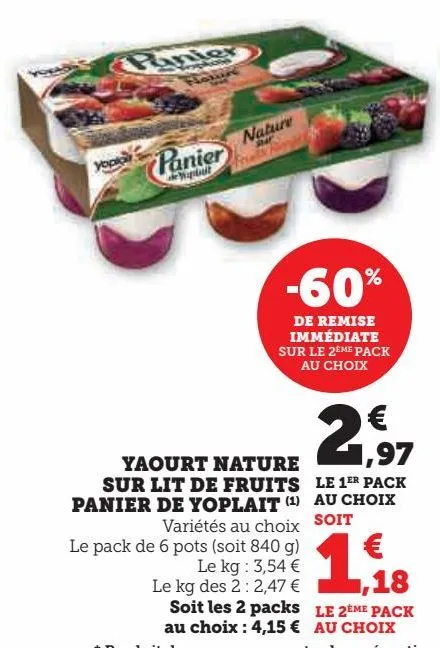 yaourt nature sur lit de fruits panier de yoplait 