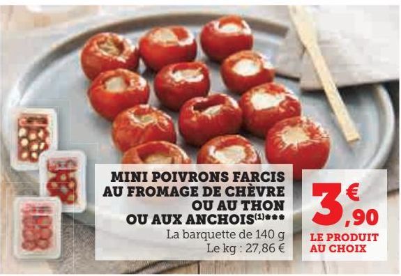 MINI POIVRONS FARCIS AU FROMAGE DE CHÈVRE OU AU THON OU AUX ANCHOIS