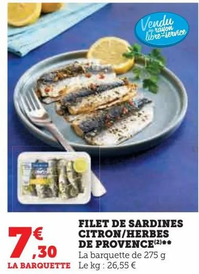 filet de sardines citron/herbes de provence