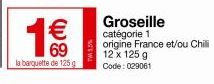 Fraise et Groseille TW 5.5% - Barquette de 125 g en Promotion à seulement €69! Catégorie 1 Origine France et/ou Chili - 12 x 125g - Code 029061