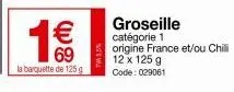 fraise et groseille tw 5.5% - barquette de 125 g en promotion à seulement €69! catégorie 1 origine france et/ou chili - 12 x 125g - code 029061