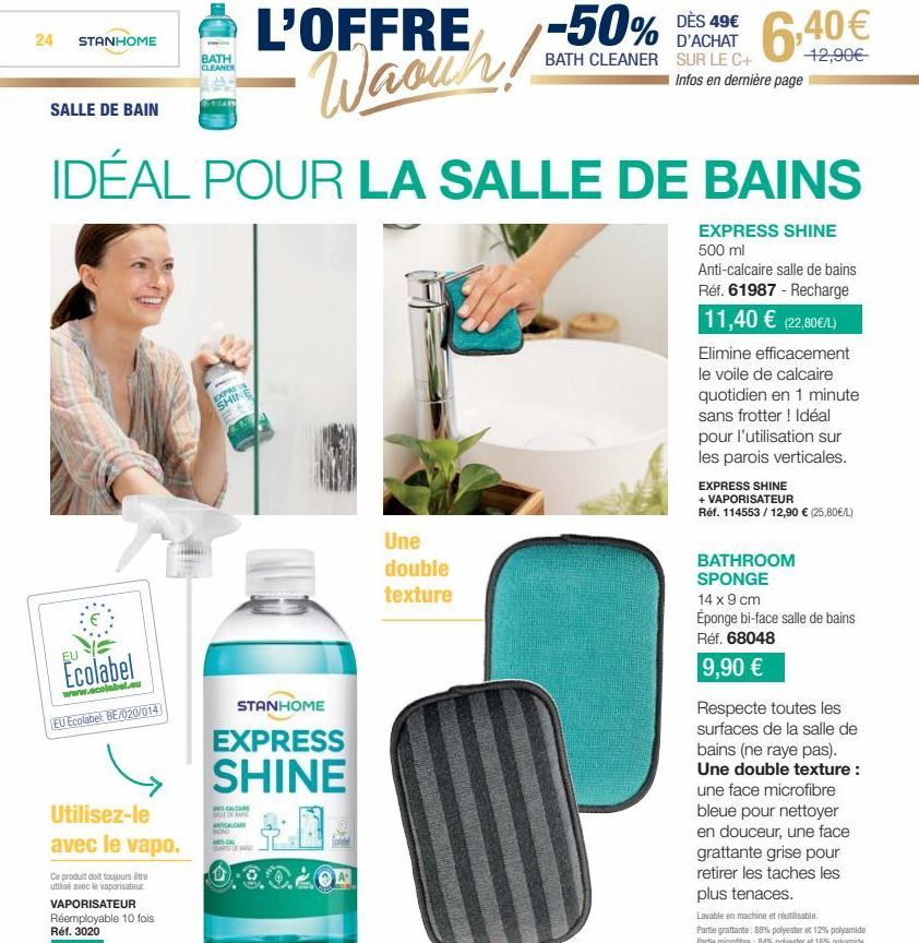 Stanhome Express Shine 500ml Anti-calcaire - Idéal pour la Salle de Bains avec le Vapo Ecolabel EU/BE/020/014!