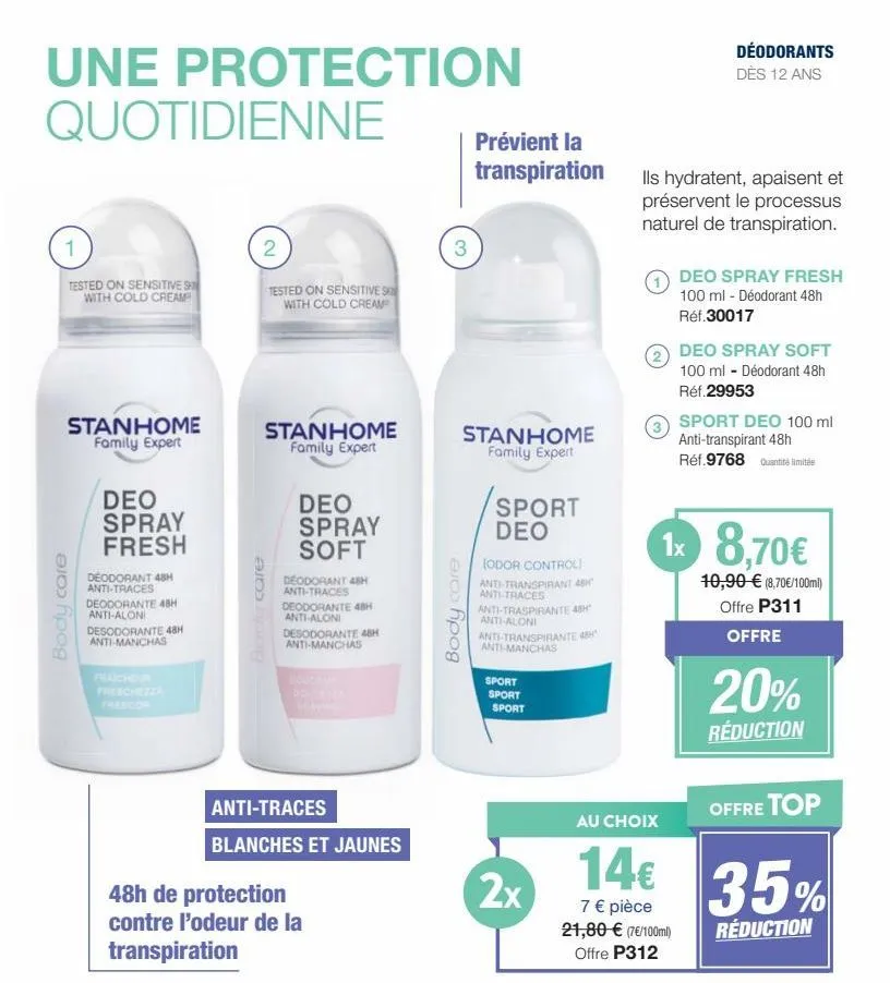déodorant spray fresh stanhome family expert: protégez votre peau contre les transpirations et les aloins pendant 48h!
