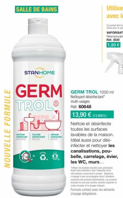 StanHome Germ Trol M 18 - Nettoyant désinfectant multi-usages - 1000ml - Limpiador Desinfectante Mage Matuso - Nouvelle formule promo!
