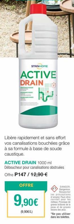 STANHOME ACTIVE DRAIN 1000ml: Libérez vos canalisations en toute simplicité!